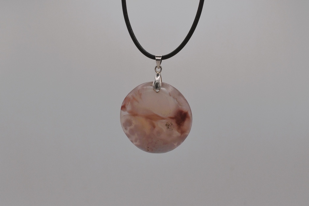 Collier en Agate Fleur en Forme Ronde