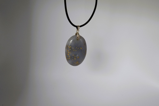 Collier en Agate Fleur bleu en Forme Ovale