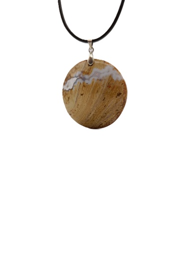 Collier en Jaspe Océan en Forme Ronde avec Cordon en Cuir