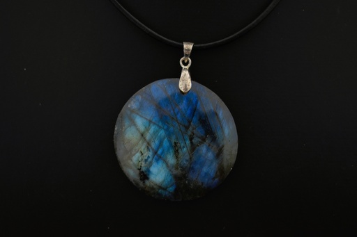Collier en Labradorite Ronde avec Cordon en Cuir